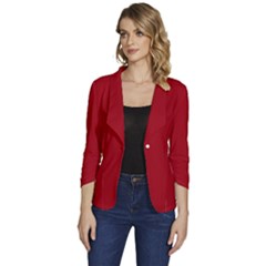 Cranberry Red	 - 	one-button 3/4 Sleeve Short Jacket