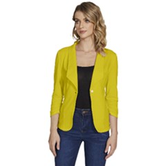 Citrine Yellow	 - 	one-button 3/4 Sleeve Short Jacket