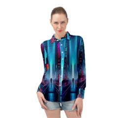 City People Cyberpunk Long Sleeve Chiffon Shirt