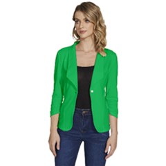 Parakeet Green	 - 	one-button 3/4 Sleeve Short Jacket by ColorfulWomensWear