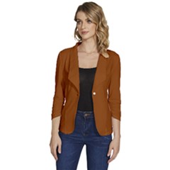 Rust Orange	 - 	one-button 3/4 Sleeve Short Jacket by ColorfulWomensWear