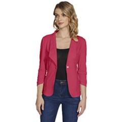 French Raspberry Red	 - 	one-button 3/4 Sleeve Short Jacket