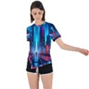 City People Cyberpunk Asymmetrical Short Sleeve Sports Tee View1