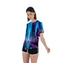 City People Cyberpunk Asymmetrical Short Sleeve Sports Tee View2