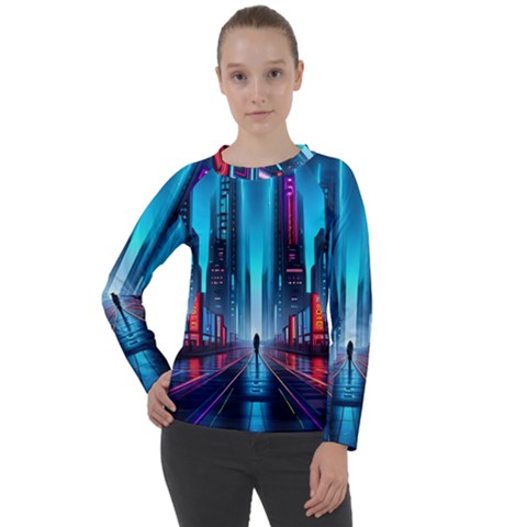 City People Cyberpunk Women s Long Sleeve Raglan Tee by Jancukart