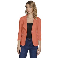 Sunrise Orange	 - 	one-button 3/4 Sleeve Short Jacket