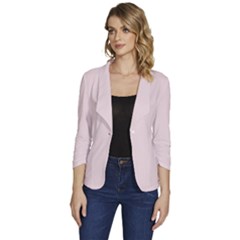 Rose  Quartz Pink	 - 	one-button 3/4 Sleeve Short Jacket by ColorfulWomensWear