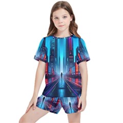 City People Cyberpunk Kids  Tee And Sports Shorts Set