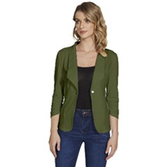 Army Green	 - 	one-button 3/4 Sleeve Short Jacket