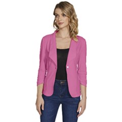 Liseran Pink	 - 	one-button 3/4 Sleeve Short Jacket