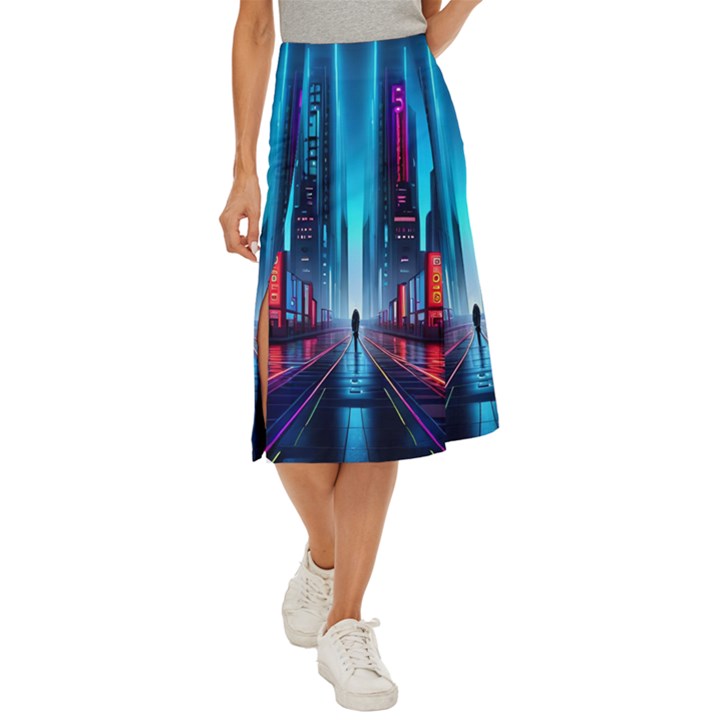 City People Cyberpunk Midi Panel Skirt