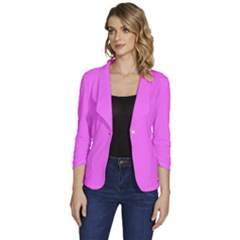 Ultra Pink	 - 	one-button 3/4 Sleeve Short Jacket