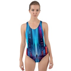 City People Cyberpunk Cut-out Back One Piece Swimsuit