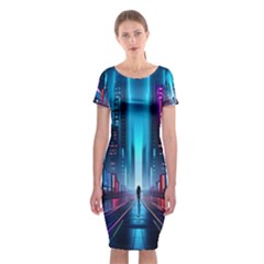 City People Cyberpunk Classic Short Sleeve Midi Dress