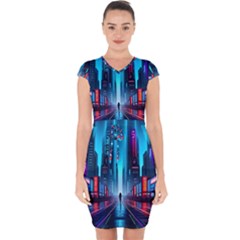 City People Cyberpunk Capsleeve Drawstring Dress 