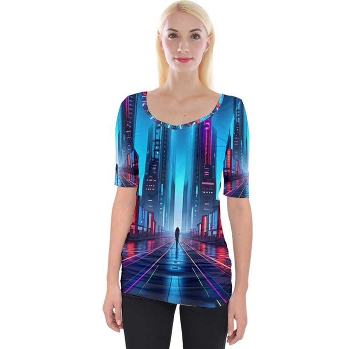 City People Cyberpunk Wide Neckline Tee