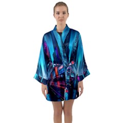 City People Cyberpunk Long Sleeve Satin Kimono