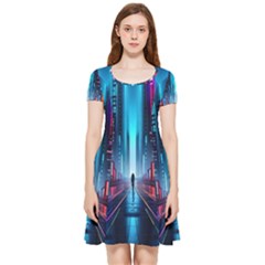 City People Cyberpunk Inside Out Cap Sleeve Dress