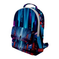 City People Cyberpunk Flap Pocket Backpack (large) by Jancukart