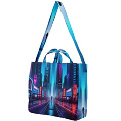 City People Cyberpunk Square Shoulder Tote Bag by Jancukart