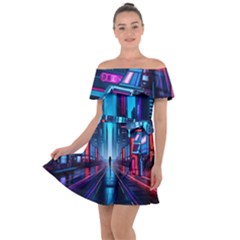 City People Cyberpunk Off Shoulder Velour Dress