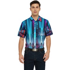 City People Cyberpunk Men s Short Sleeve Pocket Shirt 