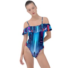 City People Cyberpunk Frill Detail One Piece Swimsuit by Jancukart