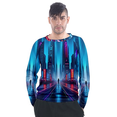 City People Cyberpunk Men s Long Sleeve Raglan Tee by Jancukart