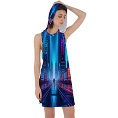 City People Cyberpunk Racer Back Hoodie Dress by Jancukart