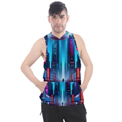 City People Cyberpunk Men s Sleeveless Hoodie by Jancukart