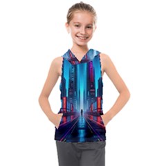 City People Cyberpunk Kids  Sleeveless Hoodie by Jancukart