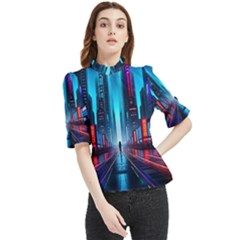 City People Cyberpunk Frill Neck Blouse