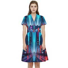 City People Cyberpunk Short Sleeve Waist Detail Dress