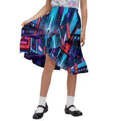 City People Cyberpunk Kids  Ruffle Flared Wrap Midi Skirt