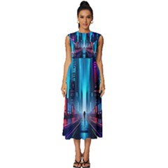 City People Cyberpunk Sleeveless Round Neck Midi Dress