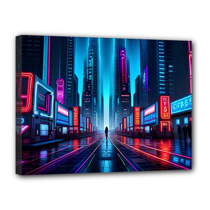 City People Cyberpunk Canvas 16  x 12  (Stretched)