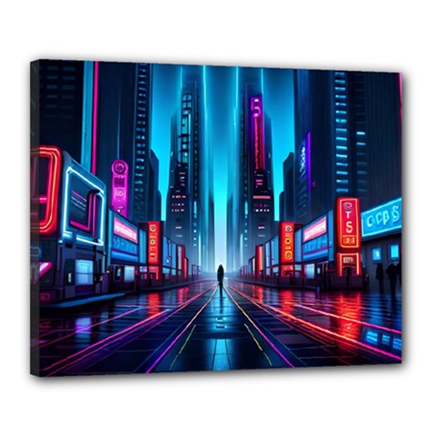 City People Cyberpunk Canvas 20  X 16  (stretched)