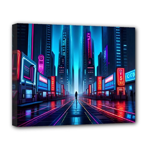 City People Cyberpunk Deluxe Canvas 20  X 16  (stretched)