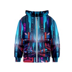 City People Cyberpunk Kids  Zipper Hoodie