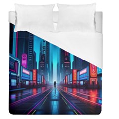 City People Cyberpunk Duvet Cover (queen Size) by Jancukart