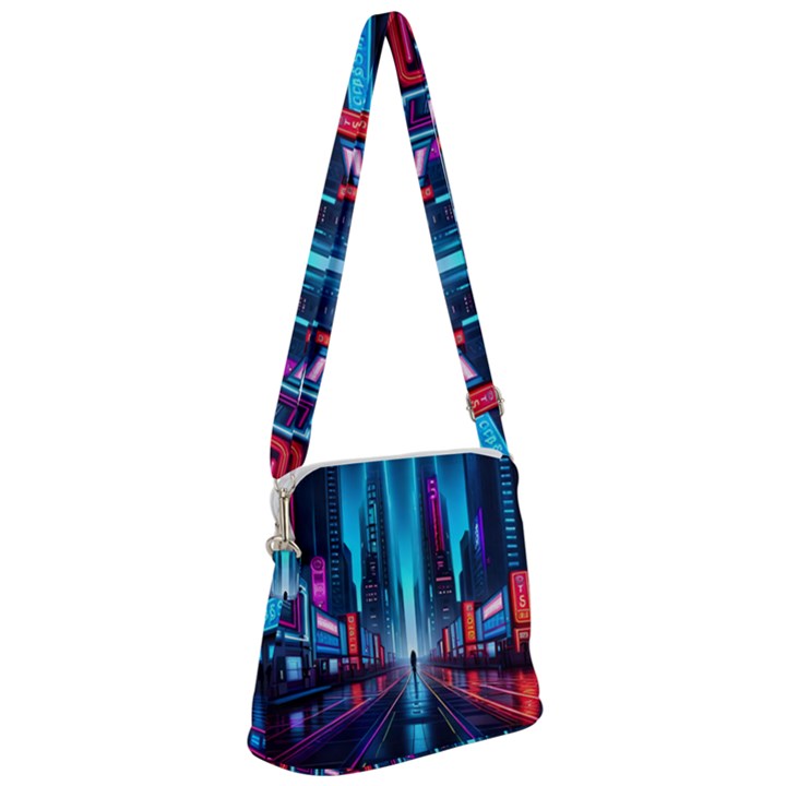 City People Cyberpunk Zipper Messenger Bag