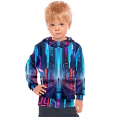 City People Cyberpunk Kids  Hooded Pullover by Jancukart