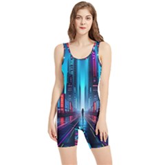 City People Cyberpunk Women s Wrestling Singlet by Jancukart