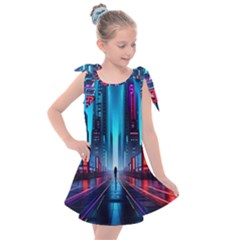 City People Cyberpunk Kids  Tie Up Tunic Dress