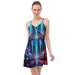 City People Cyberpunk Summer Time Chiffon Dress