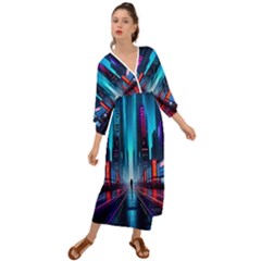 City People Cyberpunk Grecian Style  Maxi Dress