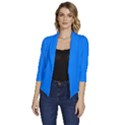 Azure Blue	 - 	Draped Front 3/4 Sleeve Shawl Collar Jacket View1