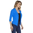 Azure Blue	 - 	Draped Front 3/4 Sleeve Shawl Collar Jacket View3