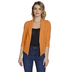 Cadmium Orange	 - 	draped Front 3/4 Sleeve Shawl Collar Jacket