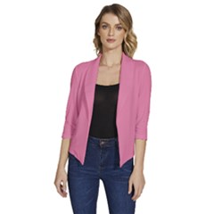 Aurora Pink	 - 	draped Front 3/4 Sleeve Shawl Collar Jacket by ColorfulWomensWear